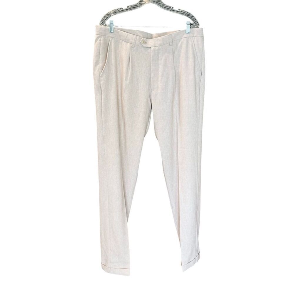 Rizzo Woman's Lightweight Dress Pants-Trousers Textured Cream/Oatmeal 38”x34”